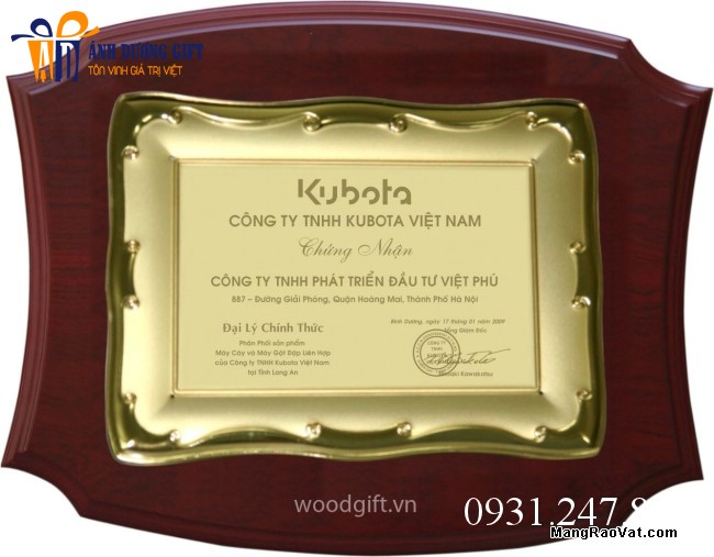 Bảng vinh danh đồng gỗ DG006